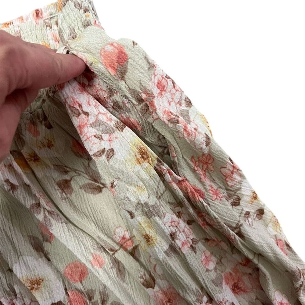 Floral Pleated Midi Skirt - Sage Green - Picture 3 of 5